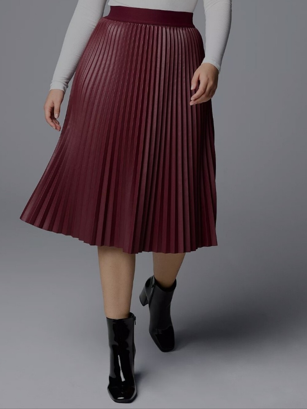 Simply Vera Vera Wang Burgandy Faux-leather Skirt